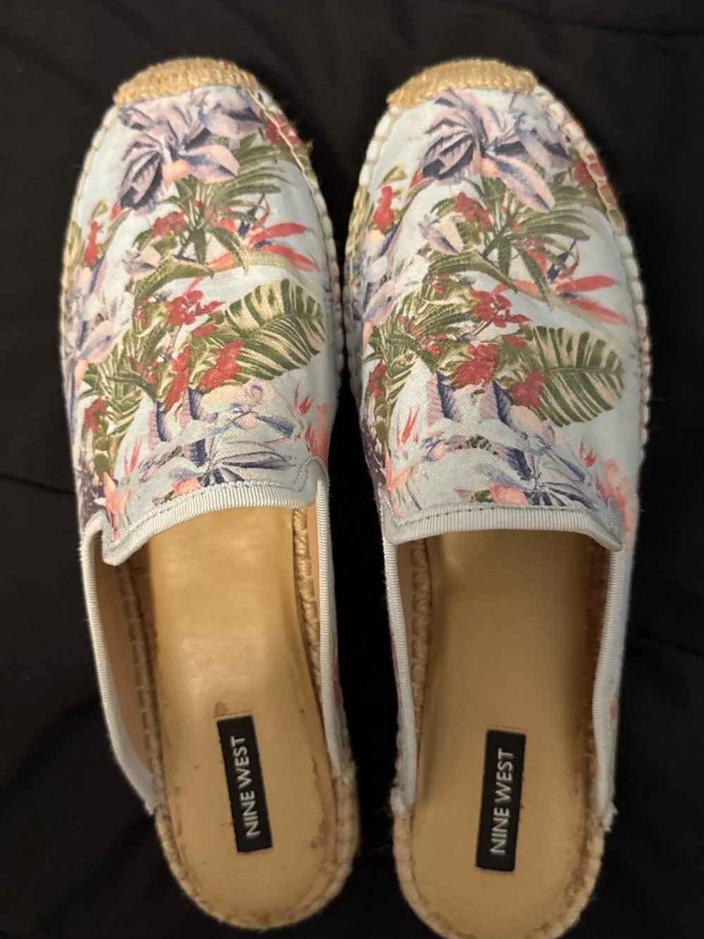 Nine West Light Blue Floral Espadrille Slip-Ons